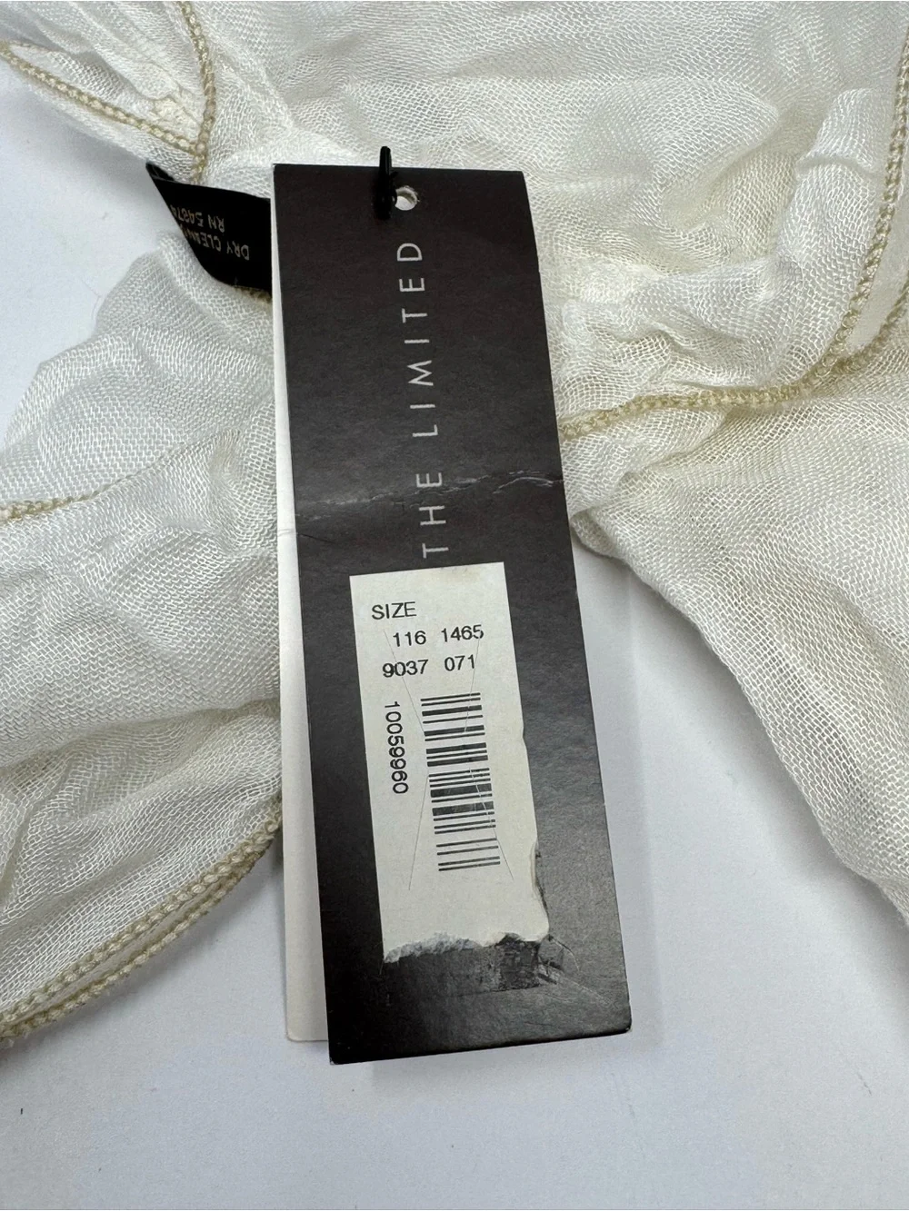 NWT! The Limited Ivory Rayon Knit Solid Rectangle Scarf Ruffle Trim 58”x12